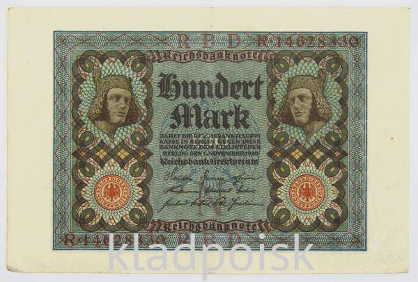 Банкнота 100 марок 1920 года - Веймарская Республика, арт 2