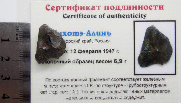 Осколок метеорита Сихотэ-Алинь арт 24 Осколок метеорита Сихотэ-Алинь арт 24