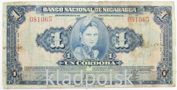 Банкнота 1 кордоба 1941 года Никарагуа