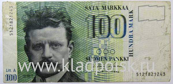 Банкнота 100 марок 1986 года Финляндия