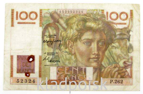 Банкнота 100 франков 1948 года Франция