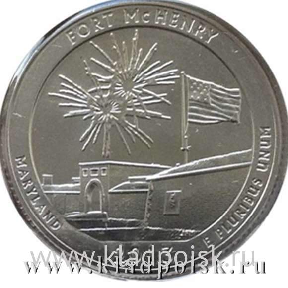 Монета 25 центов Национальный парк Форт Мак-Генри, монетный двор D