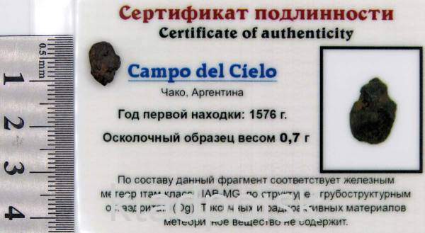 Осколок метеорита Campo del Cielo, арт 7