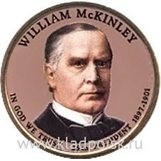 Монета с цветным изображением 1 доллар США (2013) 25-ый Президент Уильям Мак-Кинли