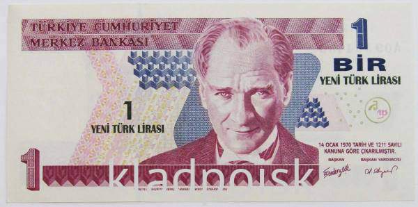 Банкнота 1 лира 2005 года Турция