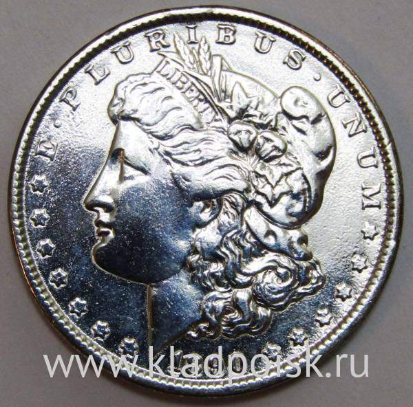 Монета 1 доллар Моргана США, Серебро 900 пр., 1890 год