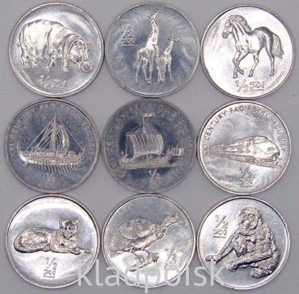 Набор памятных монет Северная Корея 2002 год, 9 монет Набор памятных монет Северная Корея 2002 год, 9 монет