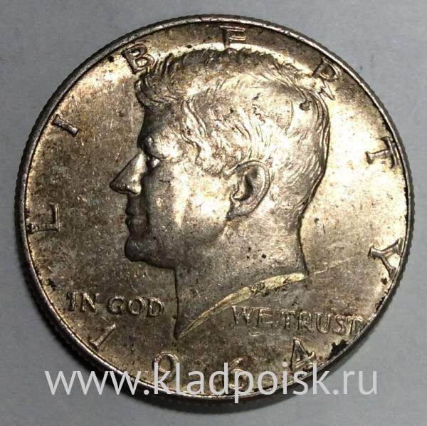 Монета 50 центов США Кеннеди 1964, Серебро 900 пробы (арт 1)