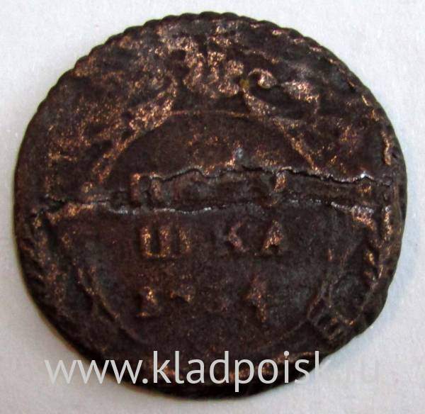 Монета полушка 1754 года, Российская Империя, Елизавета Петровна Монета полушка 1754 года, Российская Империя, Елизавета Петровна