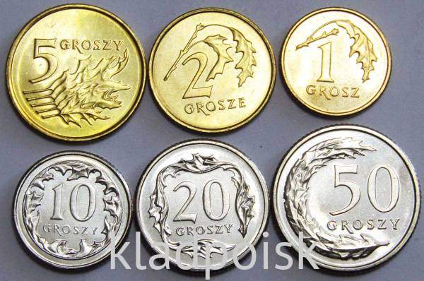 Набор регулярных монет Польши 2009-2013 гг., 6 монет