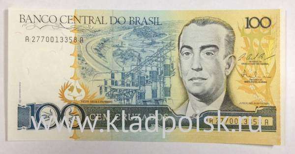 Банкнота Бразилия 100 крузадо 1986-1988 гг. Банкнота Бразилия 100 крузадо 1986-1988 гг.