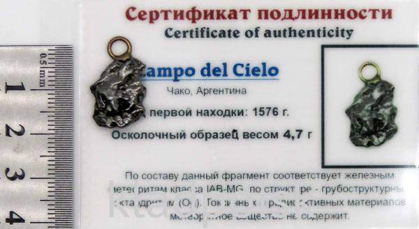 Подвеска из метеорита Campo del Cielo арт 19