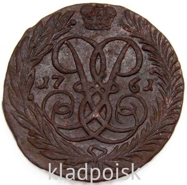 Монета 2 копейки 1761 года, Российская Империя, Елизавета I