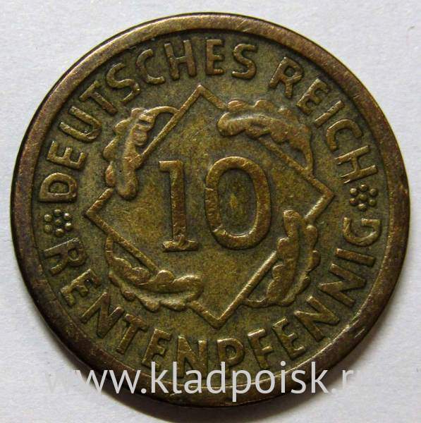 Монета 10 рентенпфеннигов Германия 1924 (A)