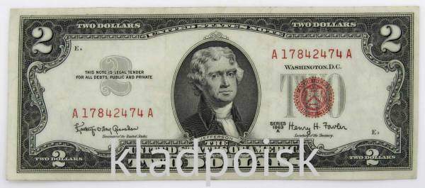 Банкнота 2 доллара США 1963 года