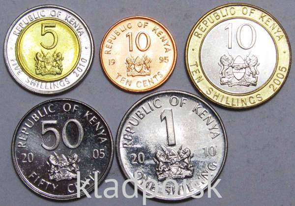 Набор регулярных монет Кении 1995-2010 гг, 5 монет