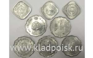 Набор монет Индия 5 и 10 пайсов, 1976-1982, 8 монет