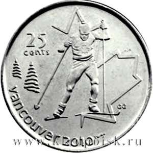 Монета  25 центов Канада, Олимпиада 2010 год Ванкувер – Лыжные гонки