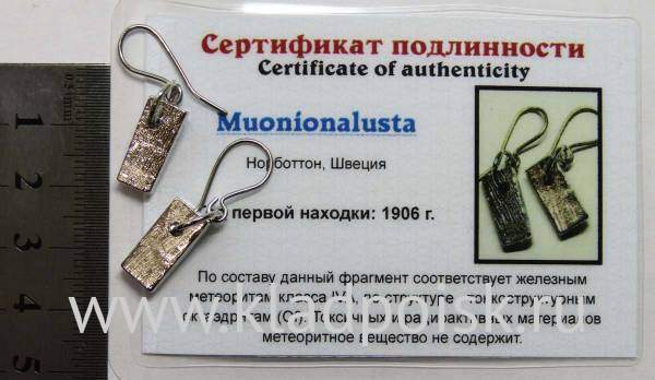 Серьги с метеоритом Муонионалуста (Muonionalusta), арт 5