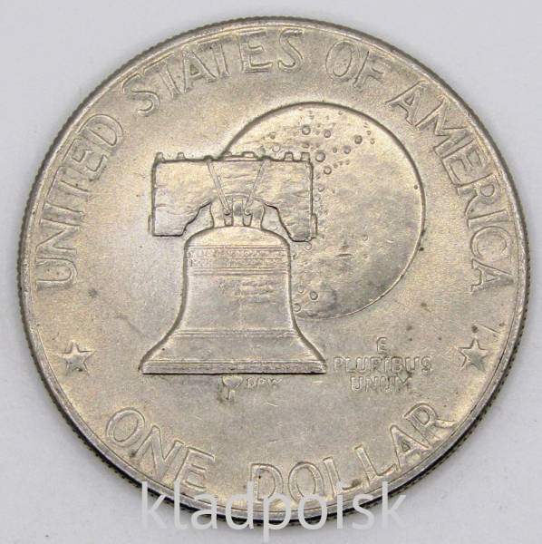 Монета 1 доллар США 1976 года (доллар Эйзенхауэра или Лунный колокол), арт 2