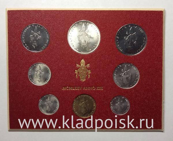 Набор из 8  монет Ватикана, Флора и фауна, 1972 г.