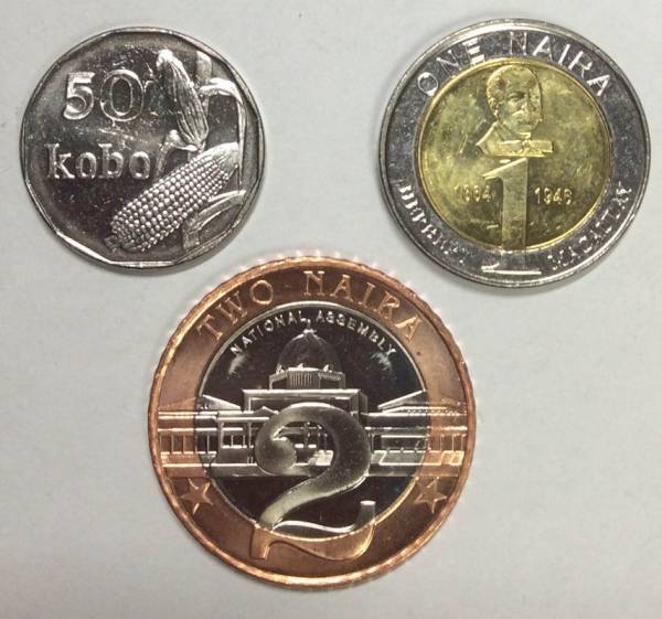Набор регулярных монет Нигерии 2006 года, 3 монеты