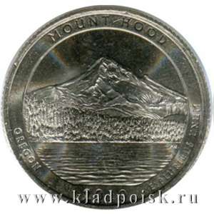 Монета 25 центов Национальный лес Маунт Худ, монетный двор D