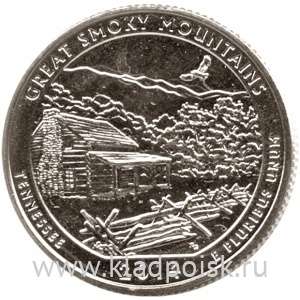 Монета 25 центов Национальный парк Грейт-Смоки-Маунтинс, монетный двор P