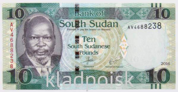 Банкнота 10 фунтов 2016 года Южный Судан
