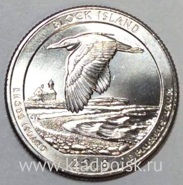 Монета 25 центов США Национальное убежище дикой природы остров Блок в Род Айленде (2018) D
