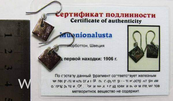 Серьги с метеоритом Муонионалуста (Muonionalusta), арт 9