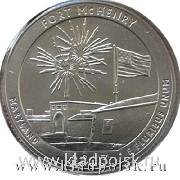 Монета 25 центов Национальный парк Форт Мак-Генри, монетный двор S