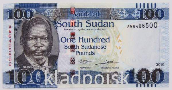 Банкнота 100 фунтов 2019 года Южный Судан