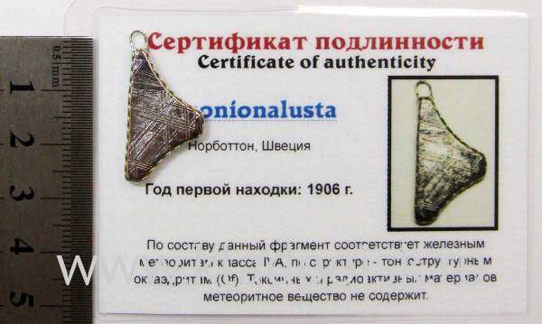 Подвеска из метеорита Муонионалуста (Muonionalusta), арт 15