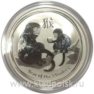 Монета 1 доллар Австралия 2016 Год обезьяны, серебро Монета 1 доллар Австралия 2016 Год обезьяны, серебро