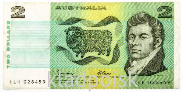 Банкнота 2 доллара Австралия 1985 Банкнота 2 доллара Австралия 1985