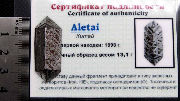Ограненный осколок метеорита Aletai, арт 15