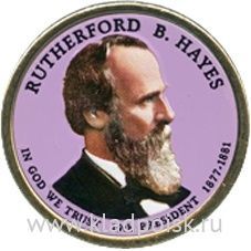 Монета с цветным изображением 1 доллар США (2011) 19-ый Президент Ратерфорд Хейз