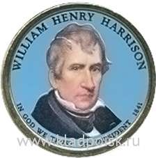 Монета с цветным изображением 1 доллар США (2009) 9-ый Президент Уильям Генри Гаррисон Монета с цветным изображением 1 доллар США (2009) 9-ый Президент Уильям Генри Гаррисон