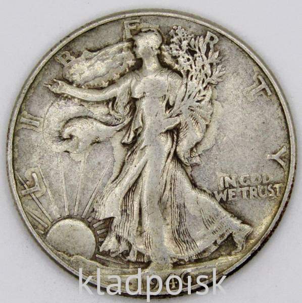 Монета 50 Центов США «Шагающая свобода» 1946 Серебро 900 пробы