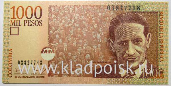 Банкнота 1000 песо 2010 года Колумбия
