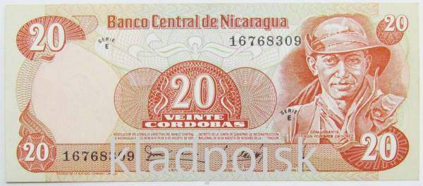 Банкнота 20 кордоб 1979 года Никарагуа