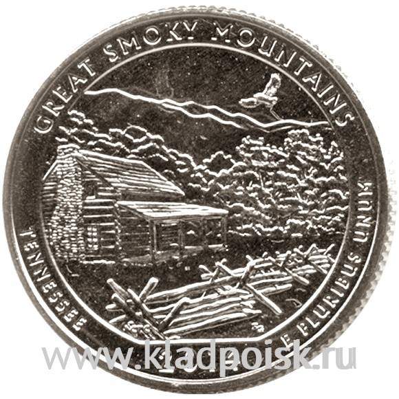 Монета 25 центов Национальный парк Грейт-Смоки-Маунтинс, монетный двор D