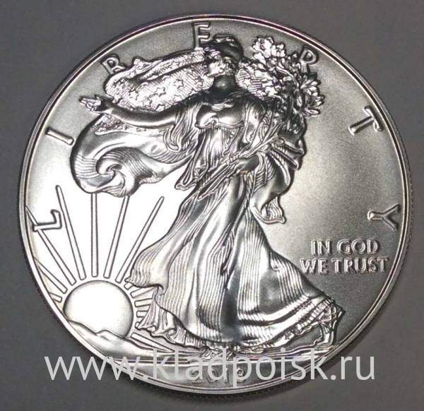 Монета 1 доллар США «Шагающая свобода» Серебро 999 пробы, 2018