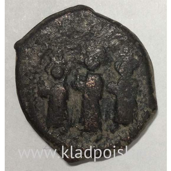 Монета Византии Поздний фоллис (40 нумиев) Ираклий 610-641 гг.. Константинополь