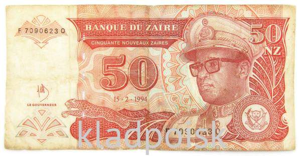 Банкнота 50 новых заиров 1994 года Заир