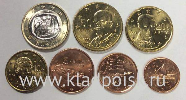 Годовой набор монет Евро Греция 2004