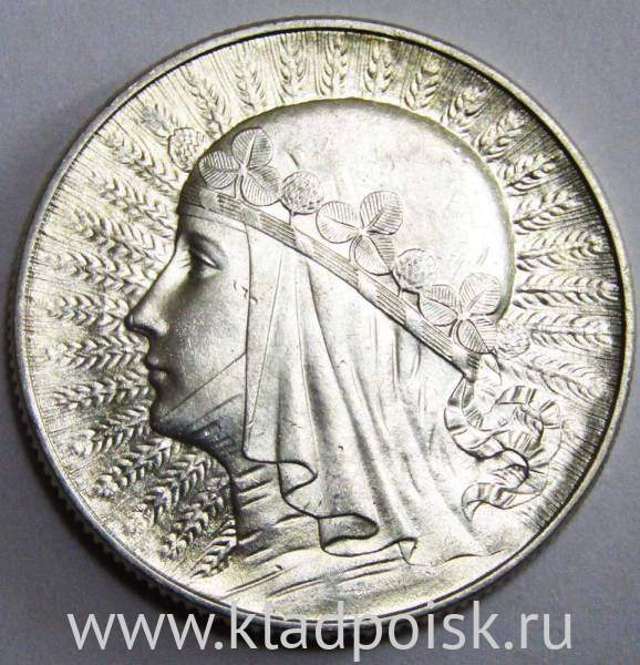 Монета 5 злотых Польша Королева Ядвига, 1933