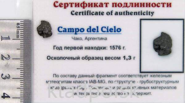 Осколок метеорита Campo del Cielo, арт 5 Осколок метеорита Campo del Cielo, арт 5