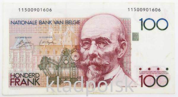 Банкнота 100 франков 1982-1994 г. Бельгия